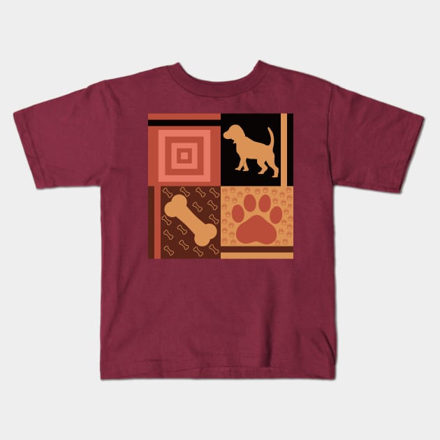 Beagle Puppy Dog Pattern, Pink Brown Black Kids T-Shirt by JahmarsArtistry - APA